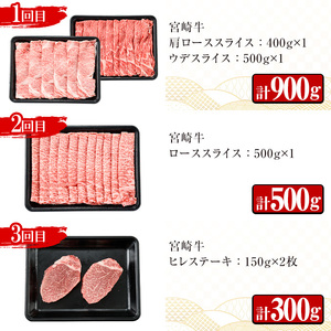 ＜定期便・6回(連続)＞宮崎牛・定期便B(6ヶ月)【MI003】【(株)ミヤチク宮崎加工センター】