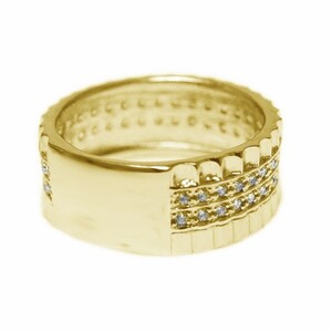 K18イエローゴールド 幅広ダイヤリング【34719-2】