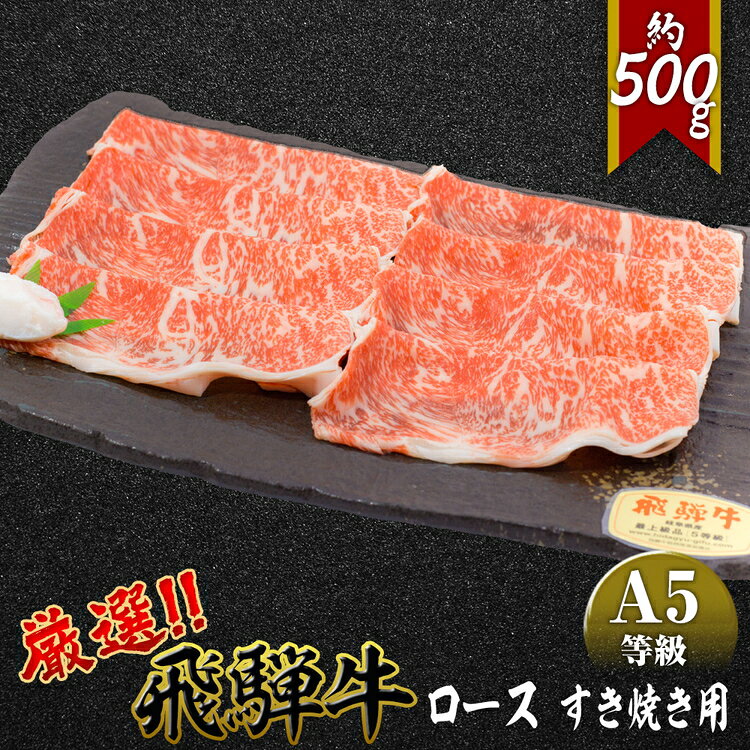 【ふるさと納税】店主こだわり雌牛 飛騨牛A5等級　ロース　すき焼き用　約500g [No.040] ／ 牛肉 ブランド牛 すきやき メス牛 冷凍 送料無料 岐阜県 特産