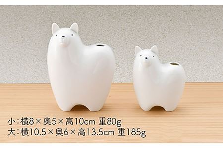 【波佐見焼】 一輪挿し ・犬大小（白釉・つや有り） インテリア 陶器 雑貨 【アトリエやま】 [RE12]  波佐見焼