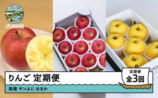 【先行予約】 3回 定期便 りんご 3種 高徳 サンふじ はるか 秀品 計7kg 2026年産 令和8年産 果物 フルーツ 山形県 ry-rt3xx-b