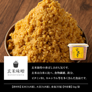 No.549 玄米みそ(500gカップ入り×6個・計3kg)保存料・酒精等無添加・減塩・甘口の味噌 国産 九州 味噌 みそ 甘酒 保存料・酒精等無添加 調味料 麹 こうじ 味噌汁 みそ汁 調味料【はつ