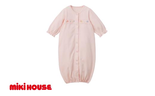 ミキハウス どうぶつ刺繍ツーウェイオール ピンク－50～70cm  （40-2689-689） 【 ミキハウス mikihouse 子供服 子ども服 ツーウェイオール 白 ピンク ブルー 上品 柔らかい 丈夫 長持ち 綿100％ シンプル ギフト お祝い プレゼント ベビー 国産 日本製 安心 安全 】