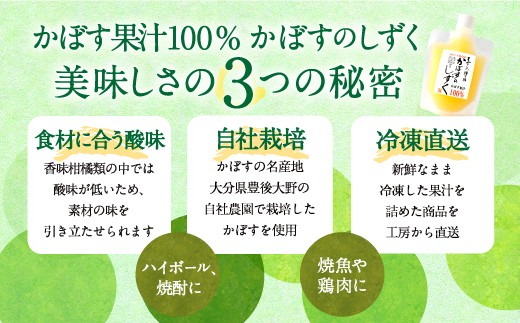 020-697 無添加 生絞り 冷凍かぼす果汁 300ml×6個 合計1.8L カボス セット