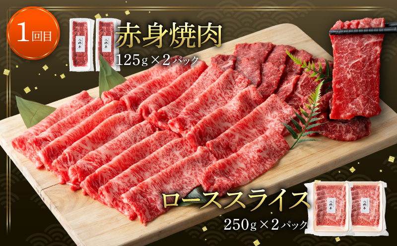 【全3回】宮崎県産黒毛和牛定期便(合計2.51kg) 国産牛 ローススライス ハンバーグ カットステーキ