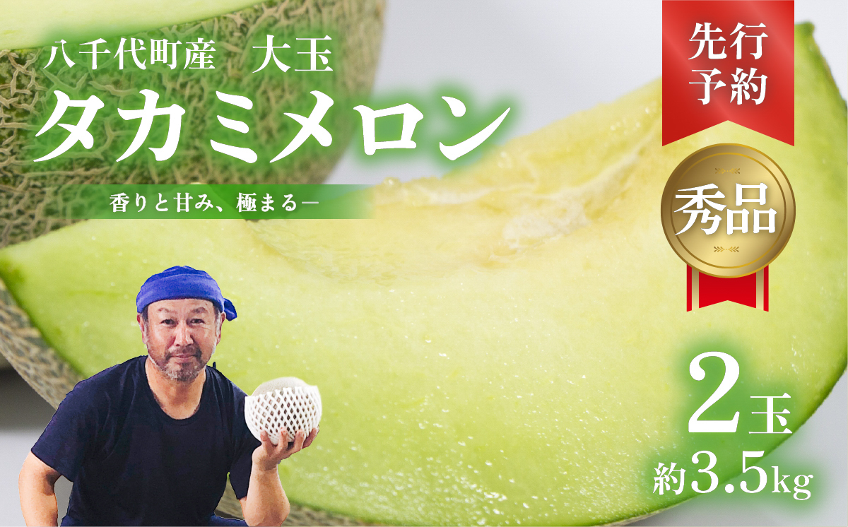 【 先行予約 2025年 6月上旬 以降発送】 令和7年産 八千代町産 タカミメロン 秀品 2玉 3.5kg 期間限定 産地直送 果物 フルーツ メロン 甘い 人気 タカミ 貴味 [AX039ya]
