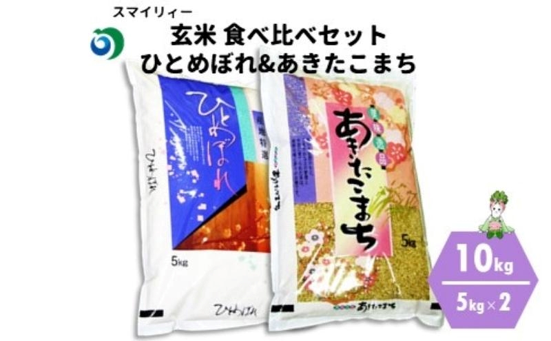 令和7年産 新米 食べ比べ セット 玄米 ひとめぼれ＆あきたこまち 各5kg 計10kg 秋田県 能代市産 お米 ブランド米