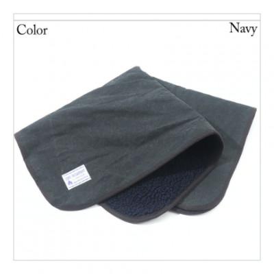 ふるさと納税 上牧町 alberton社赤外線を吸収して発熱するsliva knitわんにゃんブランケット　ネイビー