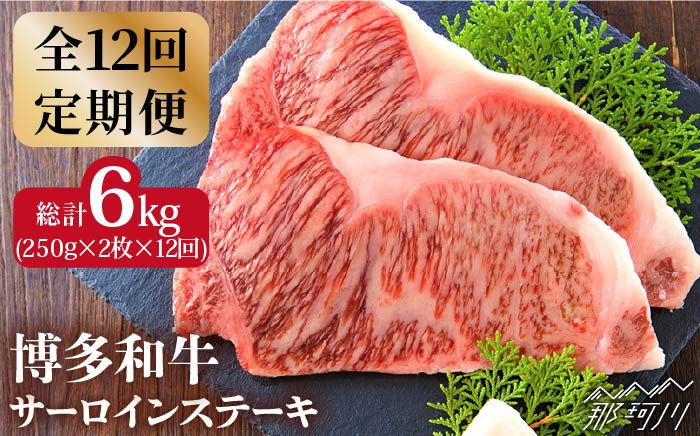 
            【全12回定期便】【溢れる肉汁と濃厚な旨味】博多和牛サーロインステーキセット 500g（250g×2枚）＜株式会社MEAT PLUS＞那珂川市 [GBW018]
          