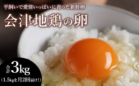 33-P 平飼い会津地鶏の卵 3kg（1.5kg×月2回便） ※沖縄・離島への配送不可