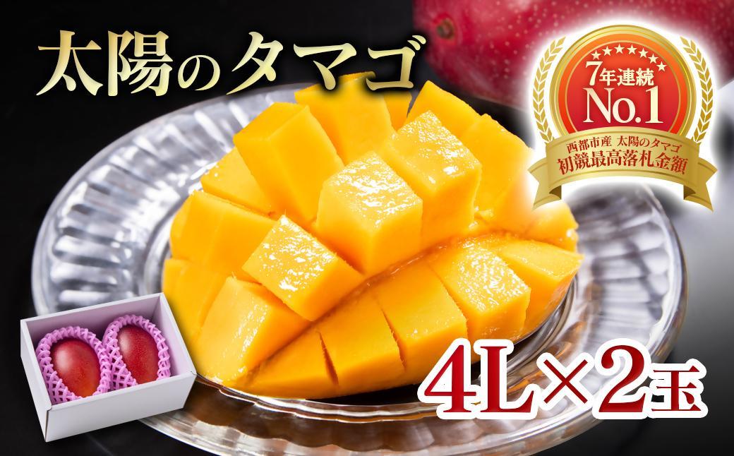 6月発送【先行予約】最高級ブランド『太陽のタマゴ』4L×2個【糖度15度以上】宮崎県西都市産完熟マンゴー＜68-3a＞宮崎マンゴー 果物 フルーツ 甘い