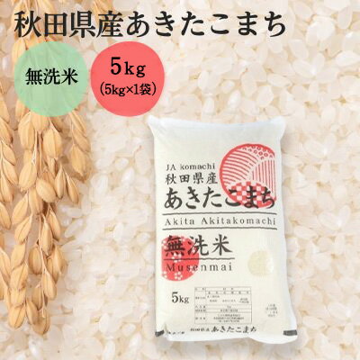 【ふるさと納税】無洗米 秋田県産 あきたこまち 5kg (5kg×1袋)[令和6年産]【 お米 ご飯 ブランド米 銘柄米 】　お届け：2026年9月末まで