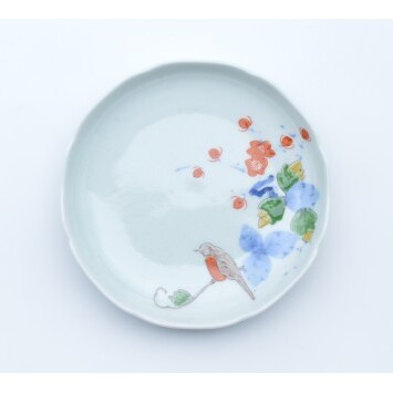 有田焼 色絵花鳥文4.5寸皿 2枚セット【まるぶん】まるぶんオリジナル 食器 器 うつわ 磁器 陶磁器 小皿 取り皿 飾り皿 染付 赤絵 手描き 日本画 和風 A22-110_イメージ3