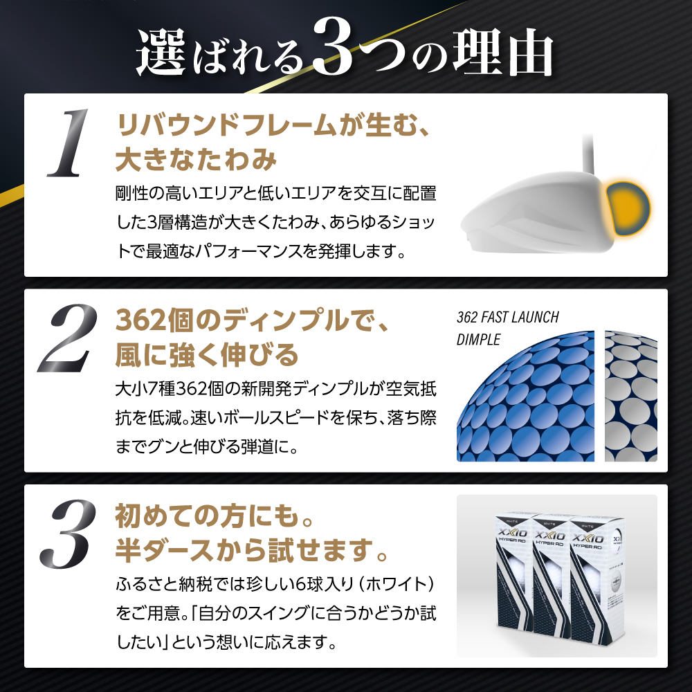 ゴルフボール　ゼクシオ　ハイパーRD　ホワイト【8ダース/96球入り】 ホワイト 【8ダース/96球入り】