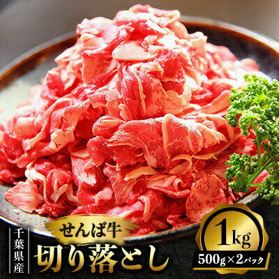 【ふるさと納税】 せんば牛 切り落とし 1kg ( 500g × 2 パック) 牛肉 牛 国産牛 肉 切り落とし 牛切り落とし 牛肉切り落とし スライス 牛肉スライス せんば牛 肉じゃが 牛丼 すき焼き カレー 農場 HACCP 千葉県 旭市