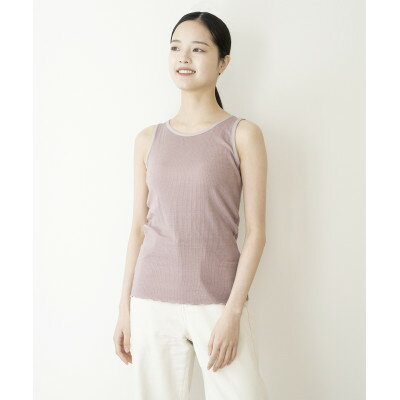 【ふるさと納税】【洗える/柔らかマシュマロ素材/草木染め】カシミヤシルクリブ　インナータンクトップ　ラックダイ【1432437】