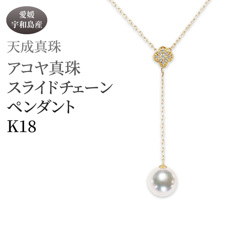 【ふるさと納税】 アコヤ真珠 ペンダント 8.5mm K18 スライドチェーン 天成真珠 アクセサリー ファッション ジュエリー akoya 本真珠 真珠 パール 高級 プレゼント 贈り物 贈答品 贈答用 お祝い 成人式 記念日 クリスマス 特産品 国産 愛媛 宇和島 A880-114021