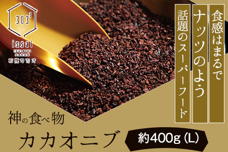 神の食べ物 カカオニブL 400g 石挽カカオissai 岡山県矢掛町 スーパーフード カカオ豆 スイーツ デザート《30日以内に出荷予定(土日祝除く)》