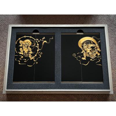 ふるさと納税 魚沼市 精密屏風『風神雷神図屏風』(黒)金属を削り込んだミニ屏風 |  | 02