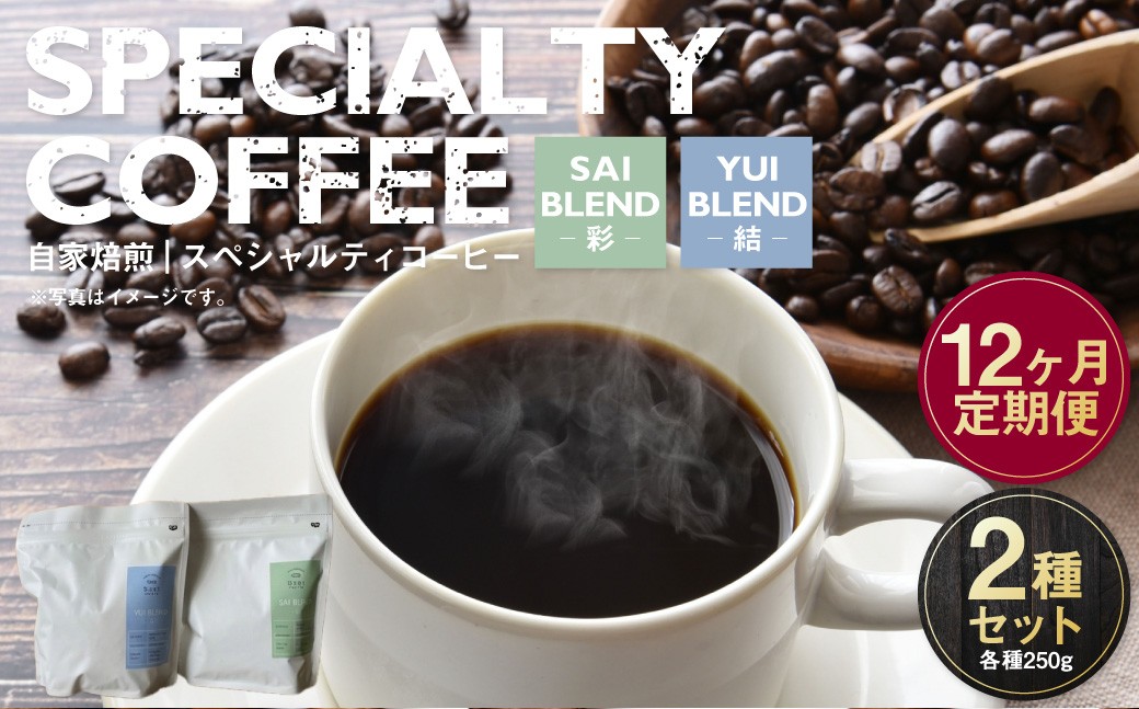 
                  【定期便12ヶ月】自家焙煎スペシャルティコーヒー豆 250g×2種 | コーヒー豆 自家焙煎スペシャルティコーヒー ギフト 詰め合わせ
                