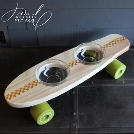 【＆CRAFTS】Pet bowls stand-2BOWLS-(Green)※名入れプレート付き【1378241】