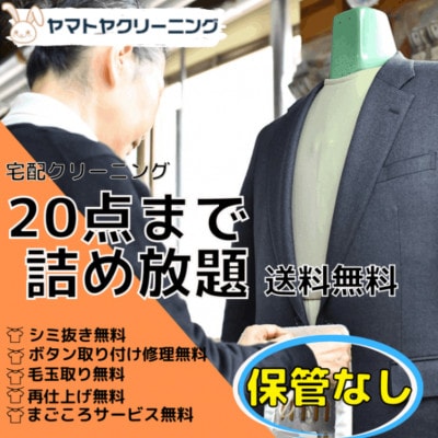 宅配クリーニング20点コース(保管なし)ボタン修理・毛玉取り付き!【配送不可地域：離島・沖縄】【1525322】