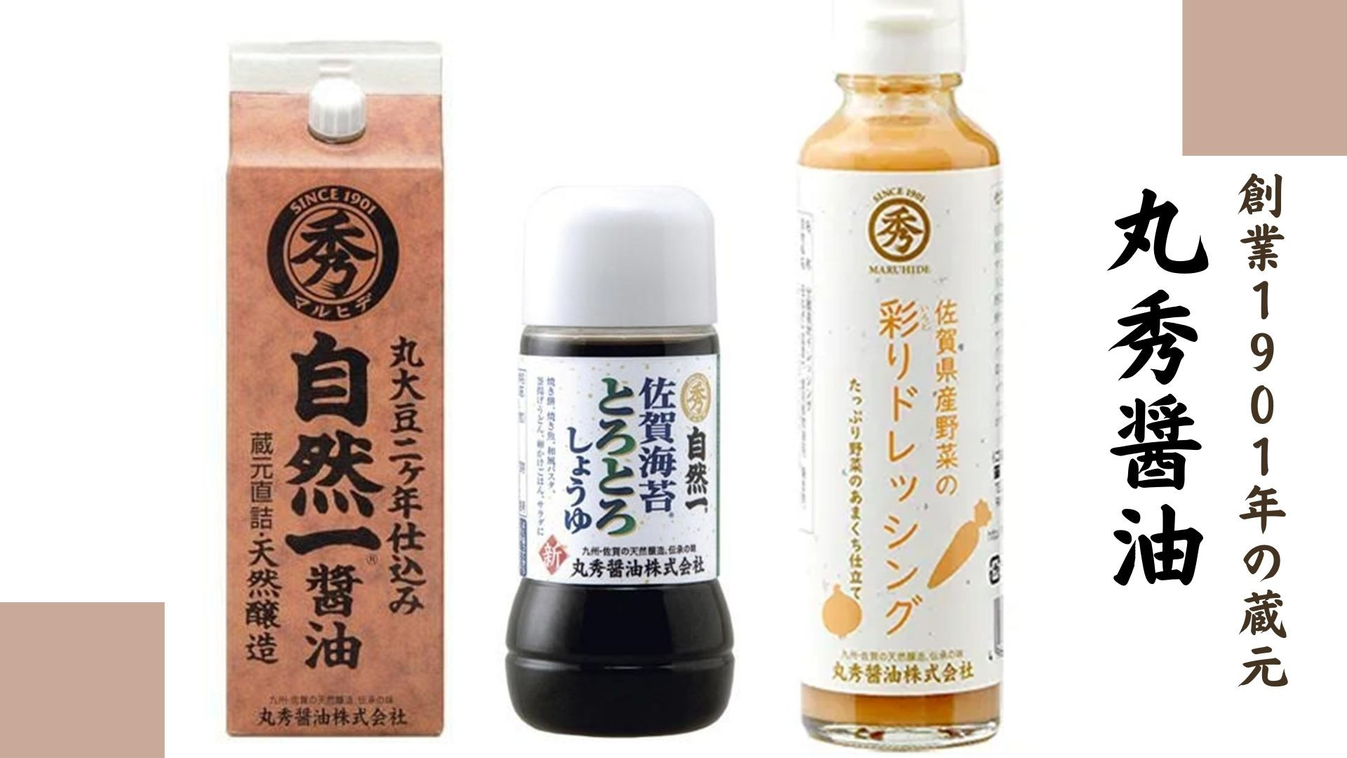 
            【セット】丸秀醤油調味料3種セットA(自然一醤油  佐賀海苔とろとろしょうゆ 佐賀県産野菜の彩りドレッシング)
          