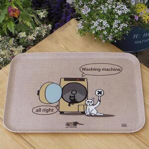 ネコダラトレイM角「洗濯機では遊びません」 ネコだらけ トレー 猫グッズ