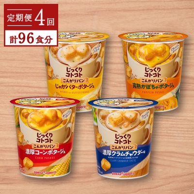 じっくりコトコト こんがりパン シリーズ4種を定期便で計4回お届け(各6食入り4パックを4回 )