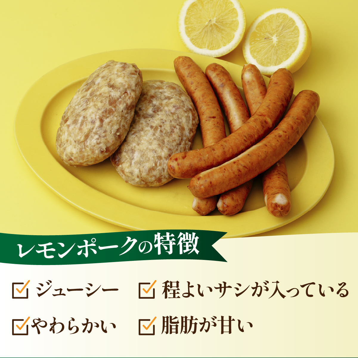 レモンポーク　ソーセージ・ハンバーグセット 各3食 合計 約1.1kg 【配送不可地域：離島】【1314480】