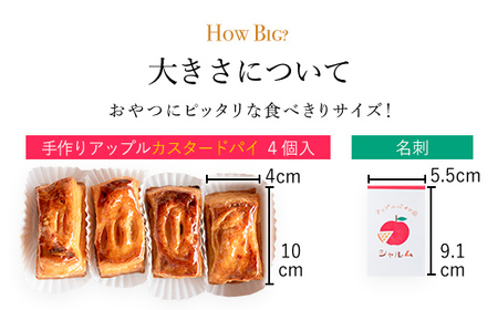 手作りアップルカスタードパイ(食べきりサイズ4個入り) ふるさと納税 福知山市 人気 スイーツ アップルパイ りんご 菓子 誕生日 お祝い ギフト お食い初め お取り寄せ お中元 お歳暮 母の日 贈り
