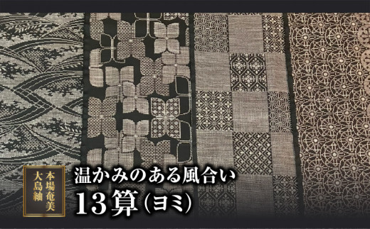 
【本場奄美大島紬】温かみのある風合いが特徴の13算 - 本場奄美大島紬 紬 絹織物 絣 伝統的工芸品 絹 反物 和装 着物 泥染め 手織り
