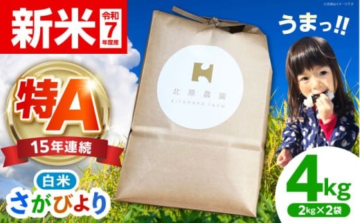 【2026年2月発送】さがびより ( 白米 ) 4kg【北原農園】[HCA004]