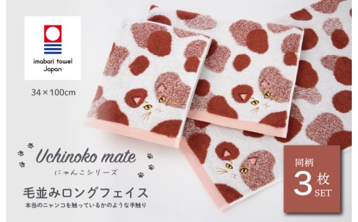 （今治タオルブランド認定品）Uchinoko mate にゃんこシリーズ 毛並みロングフェイスタオル３枚セット（ミケ／キャリコ） [I004680FT3E] 今治タオル タオル フェイスタオル 大きめ 今治フェイスタオル 猫 ネコ ねこ 吸水 ギフト ギフトセット お祝い 贈り物 日本製 プレーリードッグ
