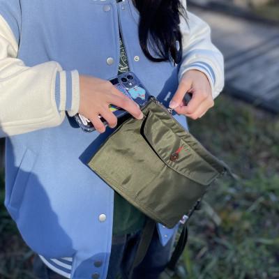 ふるさと納税 上牧町 キャンプ アウトドアに!! アルバートン社の難燃、防水生地で作った スマホショルダー カーキドラブ |  | 03