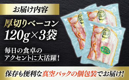 ＼レビューキャンペーン中／秒でプラスもう一品！大洲市産ブランドポーク『オズの箱入り娘』を使用した厚切りベーコンスライス×3ケ 合計360g 豚肉 小分け 切り落としベーコン プレゼント ギフト 愛媛県