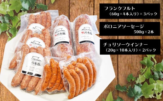 火の本豚 加工品詰め合わせ（容量2,120g） | 熊本県 熊本 くまもと 和水町 なごみ 豚肉 肉 地域ブランド フランクフルト ボロニアソーセージ ソーセージ チョリソー ウインナー 加工品 詰め