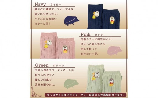 おはなし靴下 ギフトボックス ハリネズミ キッズ グリーン
