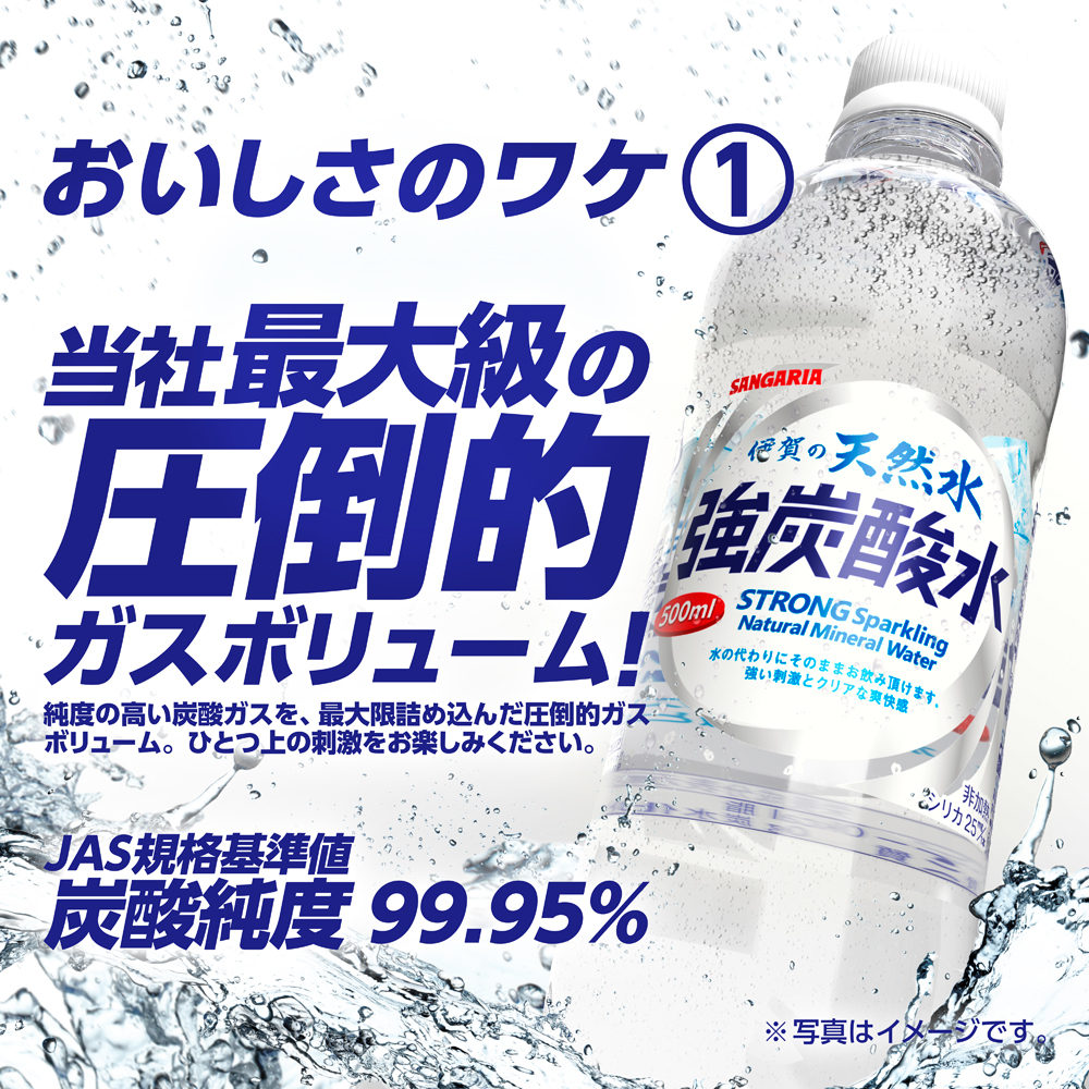 炭酸水 サンガリア 伊賀の天然水 強炭酸水2ケース（500ml×48本）【igge0001】