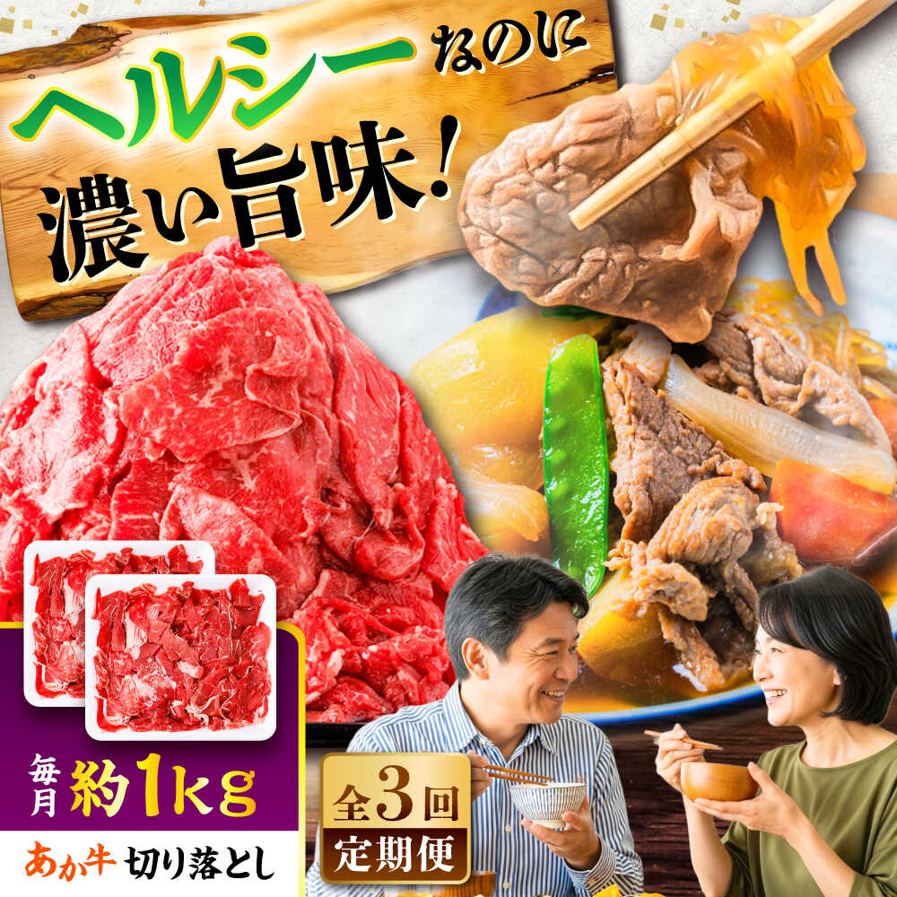 【ふるさと納税】【全3回定期便】あか牛 切り落とし 約1kg (約500g×2P) / 熊本 赤牛 褐牛 あかうし 褐毛和種 肥後 冷凍 国産 牛肉 和牛 切り落とし こま切れ【五右衛門フーズ】[BHCY006]