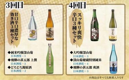 【定期便】飛騨高山地酒飲み比べ 定期便 4回お届け日本酒 大吟醸 にごり酒 利き酒 飲み比べセット 舩坂酒造 深山菊 飛騨 飛騨高山 純米酒  家飲み プレゼント e536