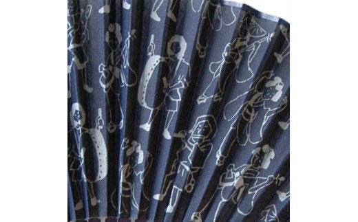 徳島伝統工芸 阿波藍染 扇子【アニメ 阿波踊りA】骨組み変更有