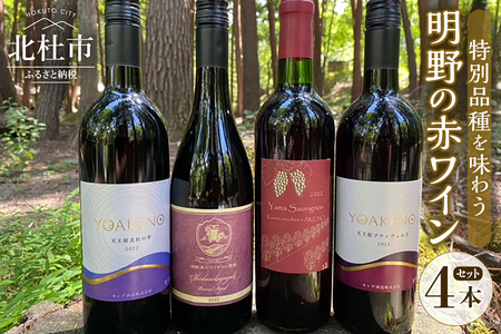 明野の赤ワイン特別品種を味わう 4本セット シャンクレール 御勅使川ワイナリー モンデ酒造 720ml 750mlお酒 アルコール 母の日 父の日 北杜 ブドウ 