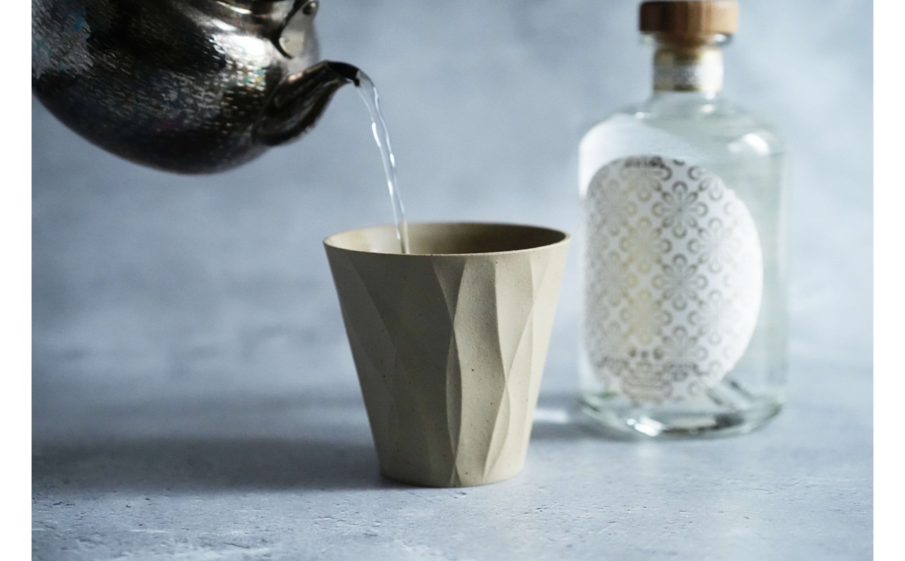 TIME ロックグラス Ivory white【 地球にやさしい 再生素材 スタイリッシュなデザイン 陶器 】