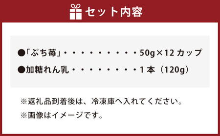 いちご 冷凍 50g×12カップ 合計600g 練乳 完熟 冷凍 いちご 「ぷち苺」 50g×12カップ 合計600g 練乳付き 1本（120g） 園村苺園 熊本県産冷凍いちご 宇城市産冷凍いちご 九