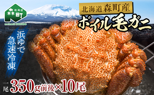 【訳あり】北海道・噴火湾産冷凍ボイル毛ガニ約350g前後×10尾 ＜海鮮問屋　株式会社　瑞宝＞ かに カニ 蟹 ガニ がに 森町 ふるさと納税 北海道 毛蟹 毛かに 毛ガニ 毛カニ mr1-1280