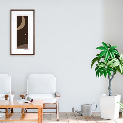 ＼注目の和紙アート/ 【絵画】野と月　額装サイズ300mmx600mm　阿波紙