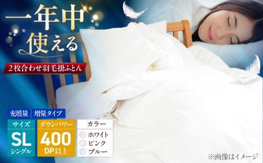 【ブルー（柄）】 シングルロング ウォッシャブル2枚合わせ羽毛掛ふとん【エスプレ/増量タイプ】 糸島市 / くじめ屋 [ADP022-3]