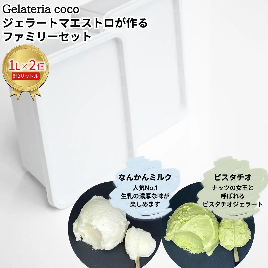 ジェラートマエストロが作るファミリーセット 1L×2 合計2L[なんかんミルク・ピスタチオ] ジェラート アイス 大容量 ファミリーパック 添加物不使用 [Gelateria coco]【017S083】