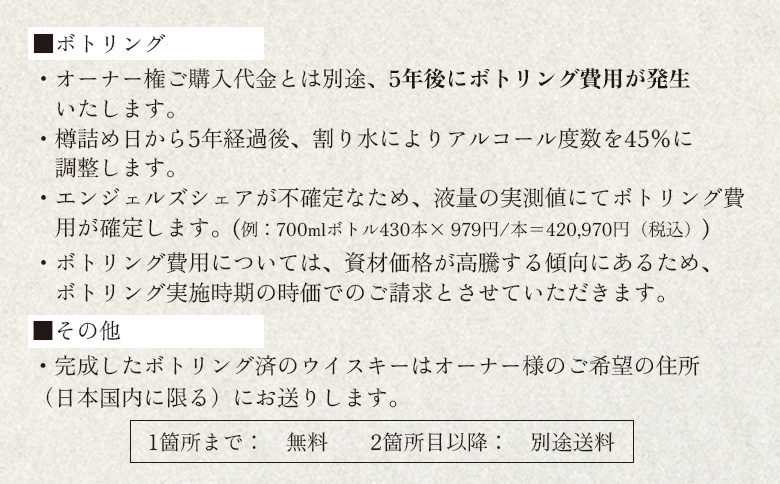 ★TWSC2025金賞受賞★【ウイスキー樽オーナー権】 馬追蒸溜所プライベートカスク250L（700ml×約430本分）EXシェリー・中標津町産モルト100%【54003】_イメージ5